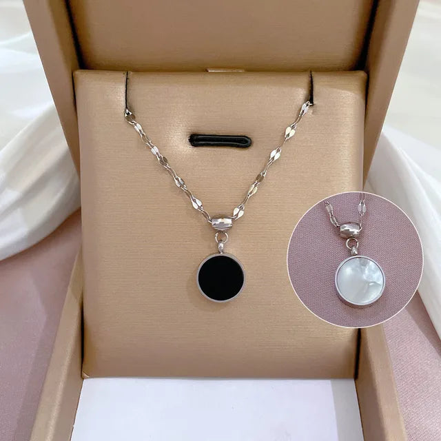 Ocean Glow Roestvrij Stalen Schelpwijzerplaat Hanger Ketting voor Vrouwen