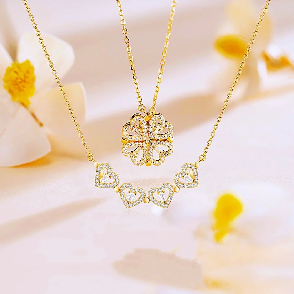 Roestvrijstalen Liefde Magnetische Hanger Ketting van Glowende Edelstenen