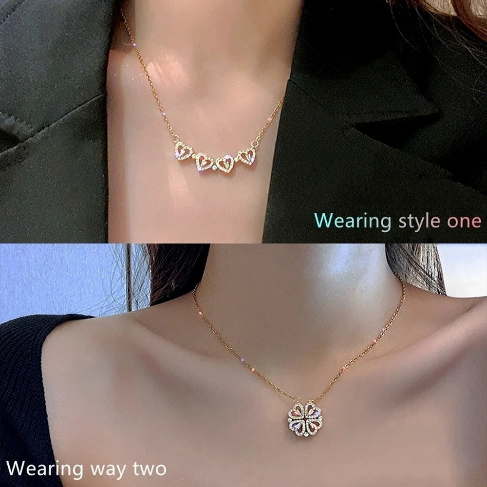 Roestvrijstalen Liefde Magnetische Hanger Ketting van Glowende Edelstenen