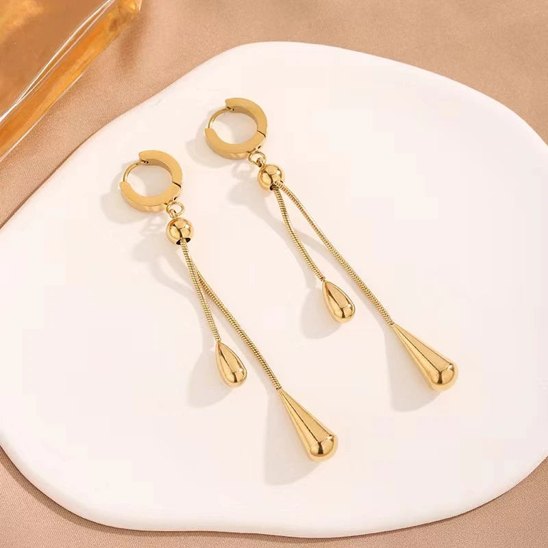 Dazzle 316L Acciaio Inossidabile Forma Goccia Charm Collana e Orecchini