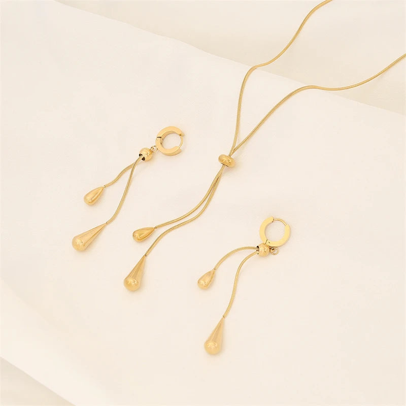 Dazzle 316L Acciaio Inossidabile Forma Goccia Charm Collana e Orecchini