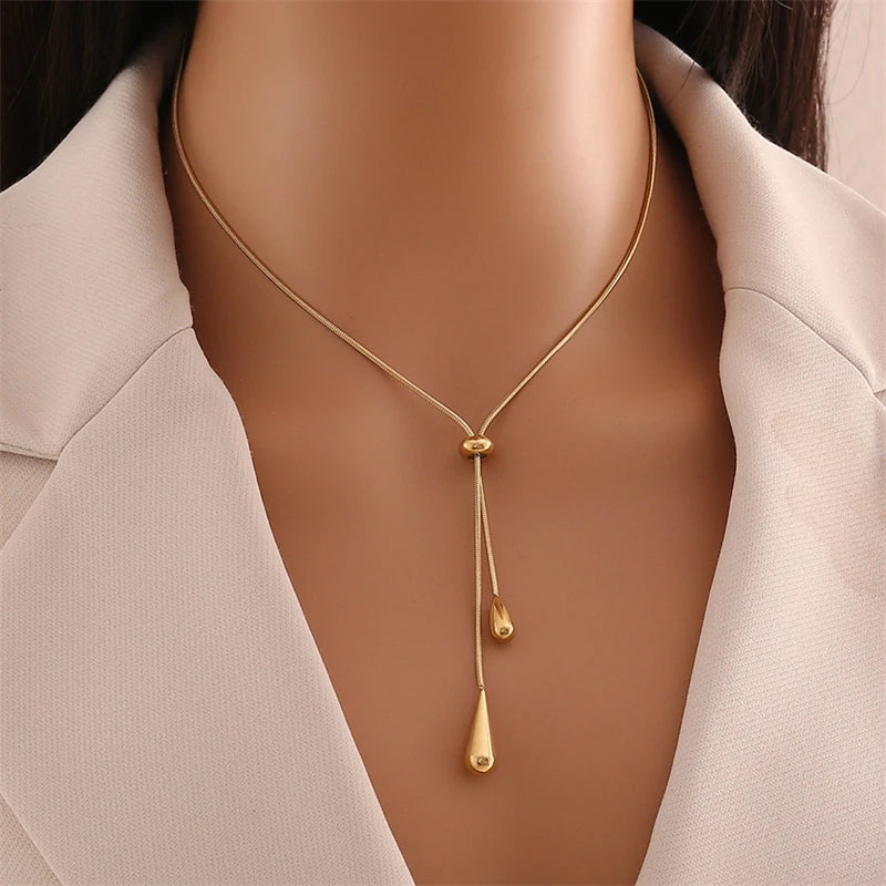Dazzle 316L Acciaio Inossidabile Forma Goccia Charm Collana e Orecchini