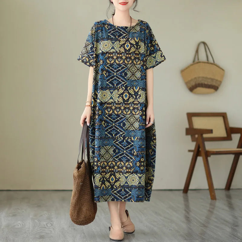 CocoLuxe Vestito Midi Retrò con Tasche