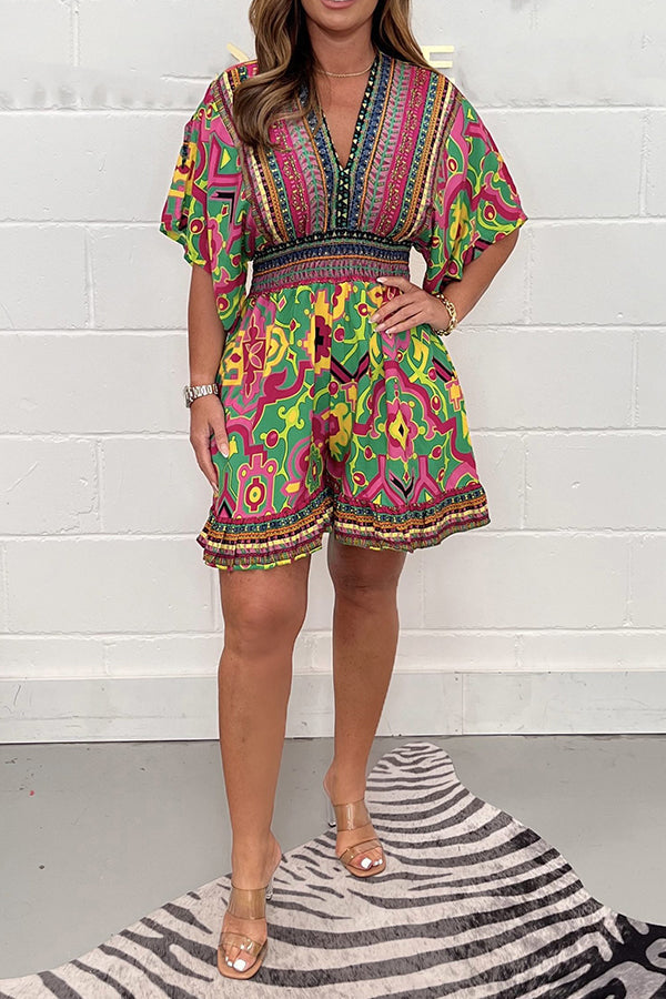 Modewelt Trendy Print Katoenen Overall