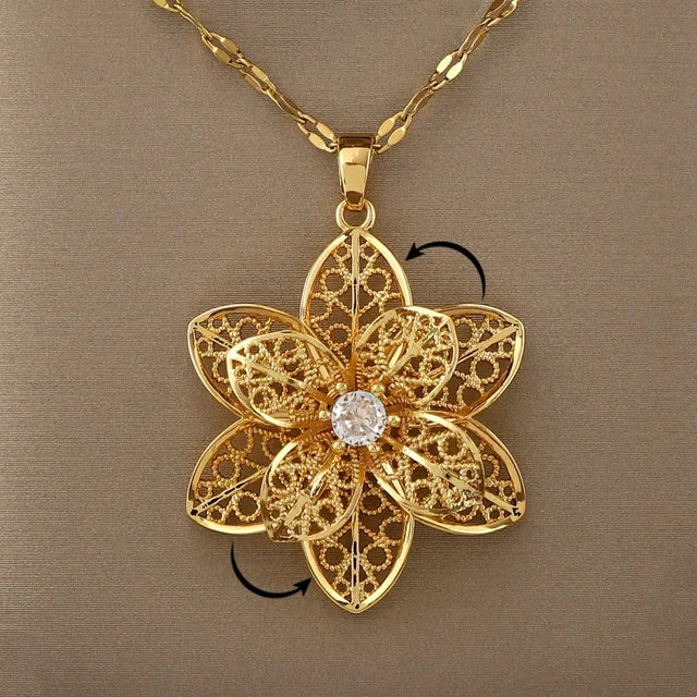 Betoverende 360° Draaibare Decompressiestijl Holle Patroon Hanger Ketting