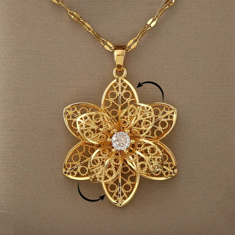 Betoverende 360° Draaibare Decompressiestijl Holle Patroon Hanger Ketting