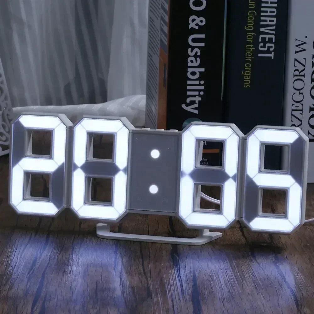 3D LED-wekker met modern digitaal display