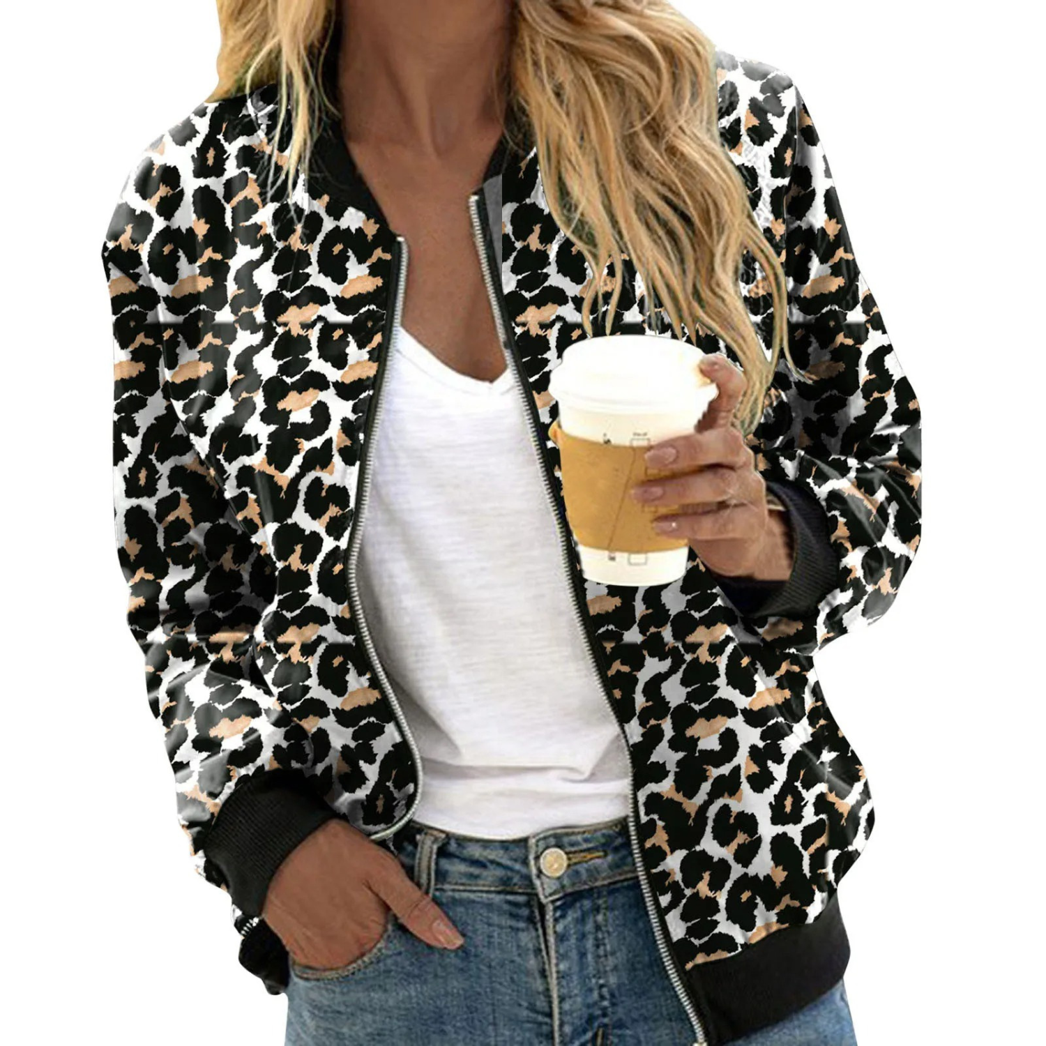 Velanora Leopard Bomber Jacket | Stylish & Comfortable