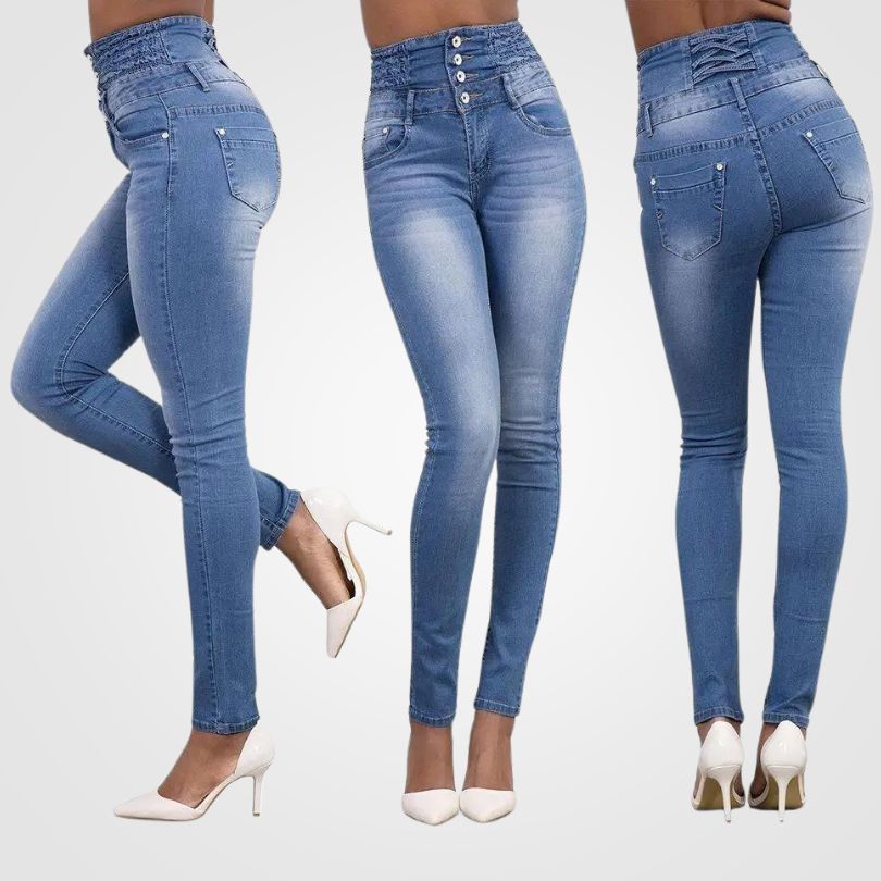 LUNA Jeans Denim a Vita Alta per Donna