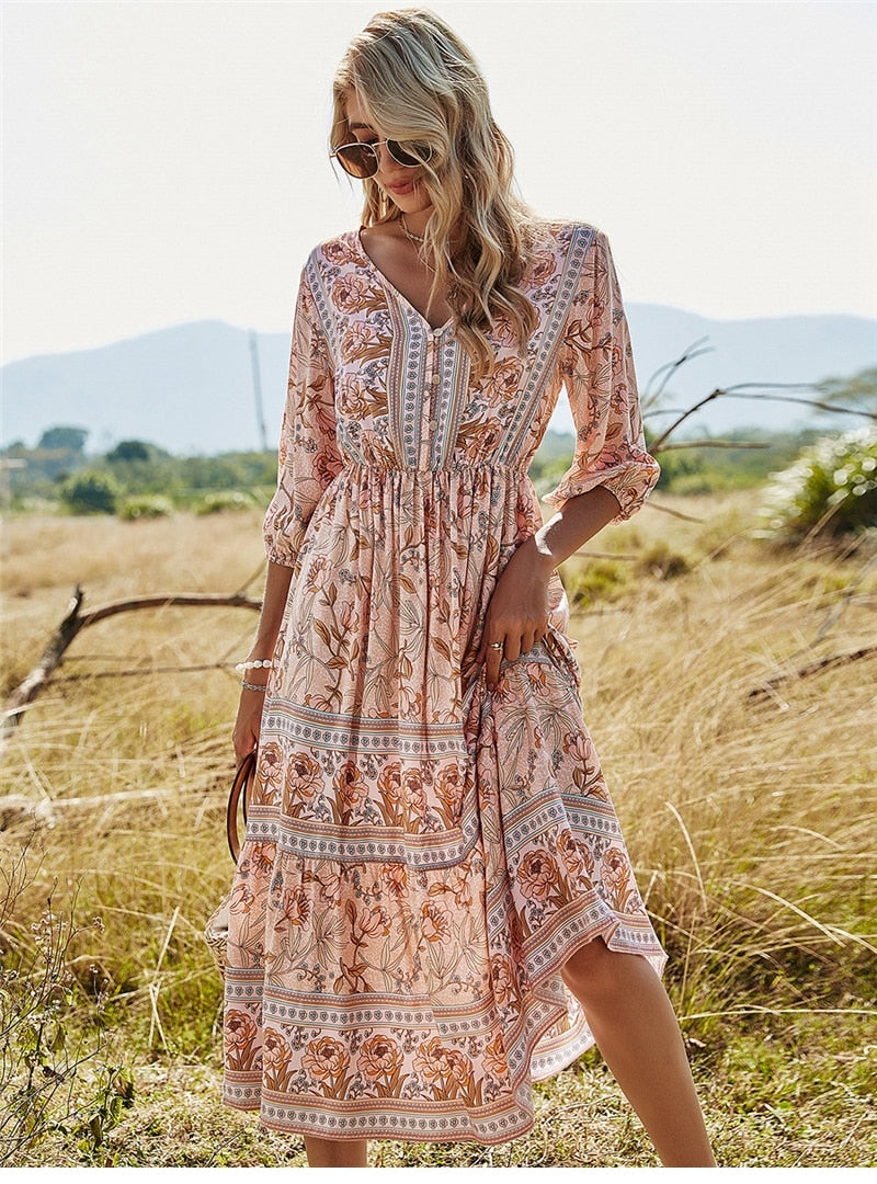 VELANORA | Bonnie - Bohemian Summer Dress: Explore the Beauty of Boho-Chic