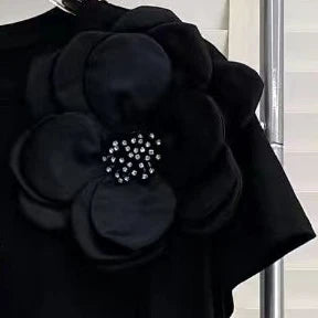 Kort T-shirt met 3D Bloemen voor Vrouwen