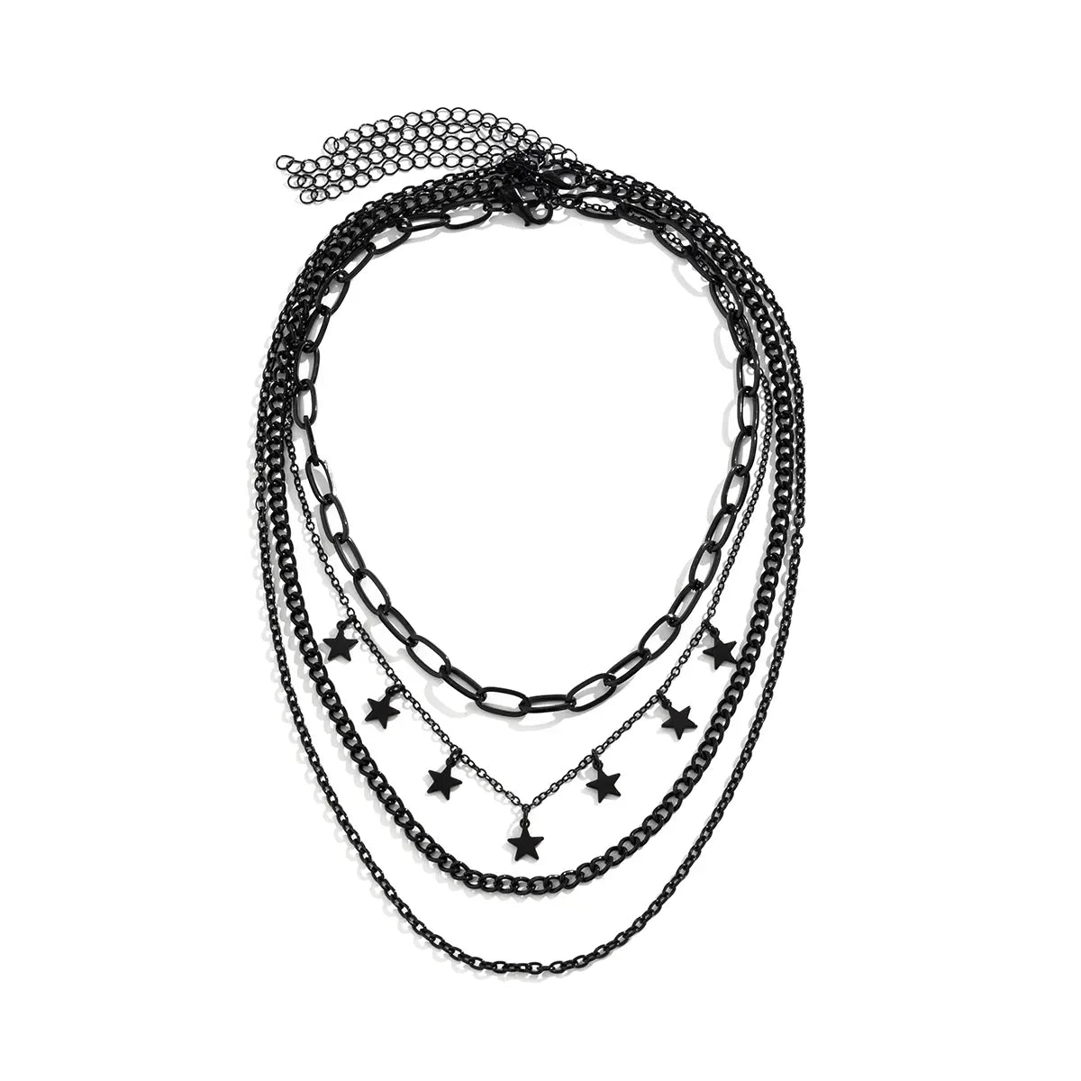 Mystical Black Star and Tassel Necklace Set for Women