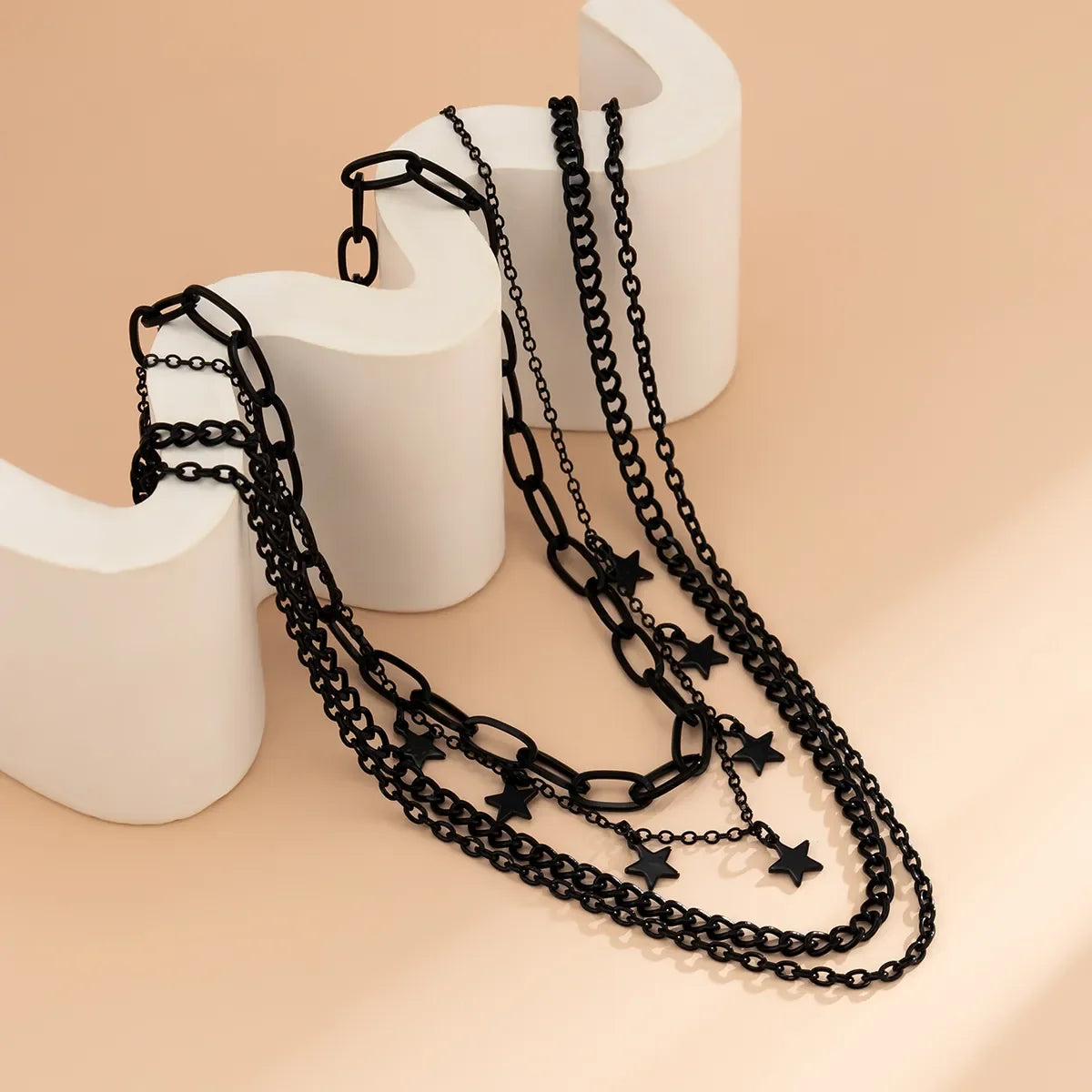 Mystical Black Star and Tassel Necklace Set for Women
