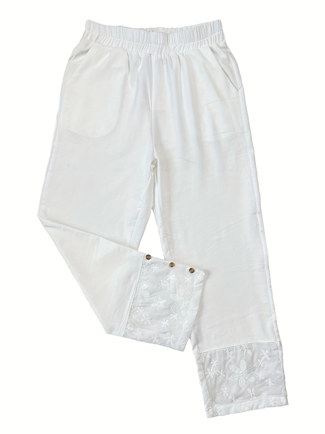 VELANORA- Pantaloni con disegno a coste e vita elastica