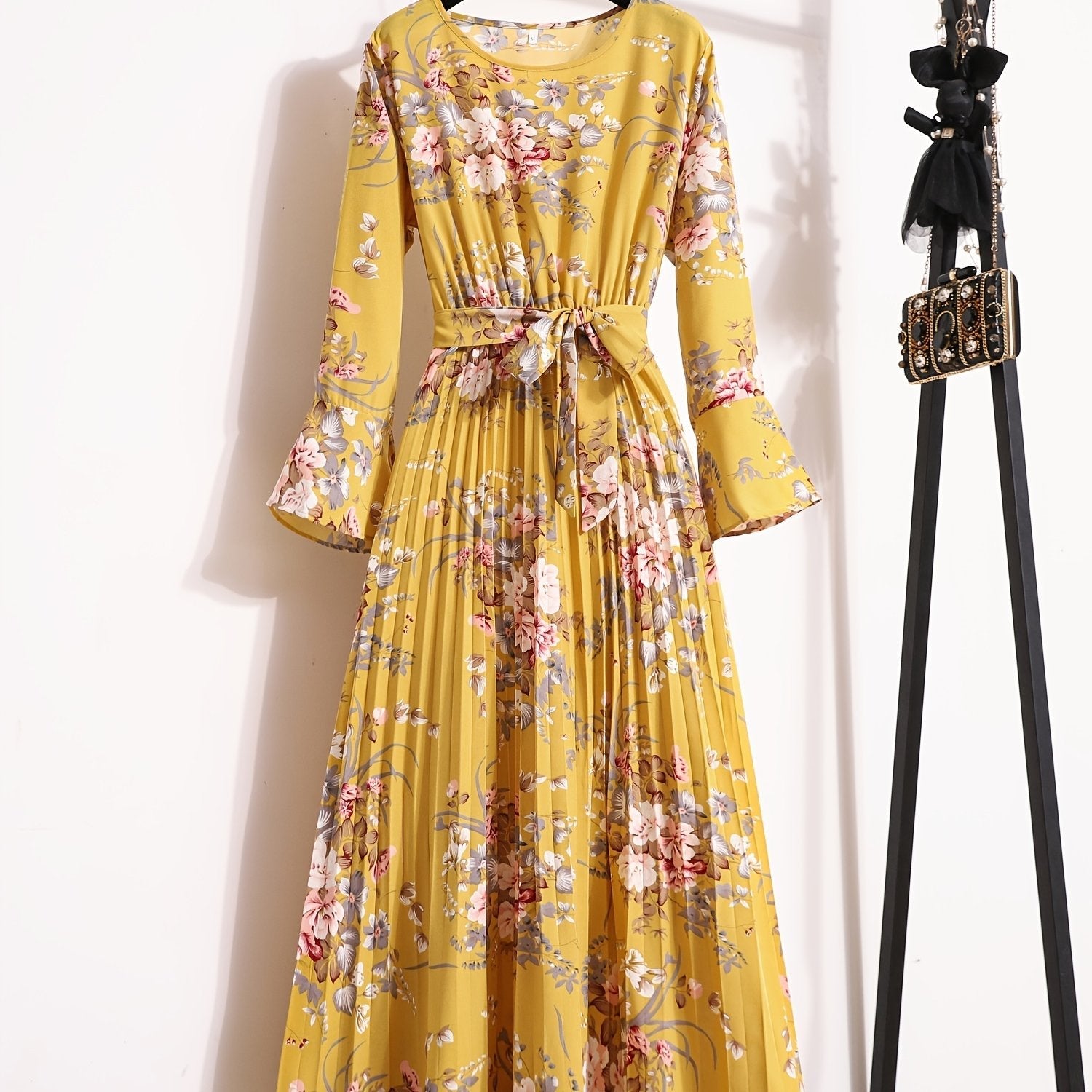 VELANORA - Vestito Plissettato con Stampa a Fiori