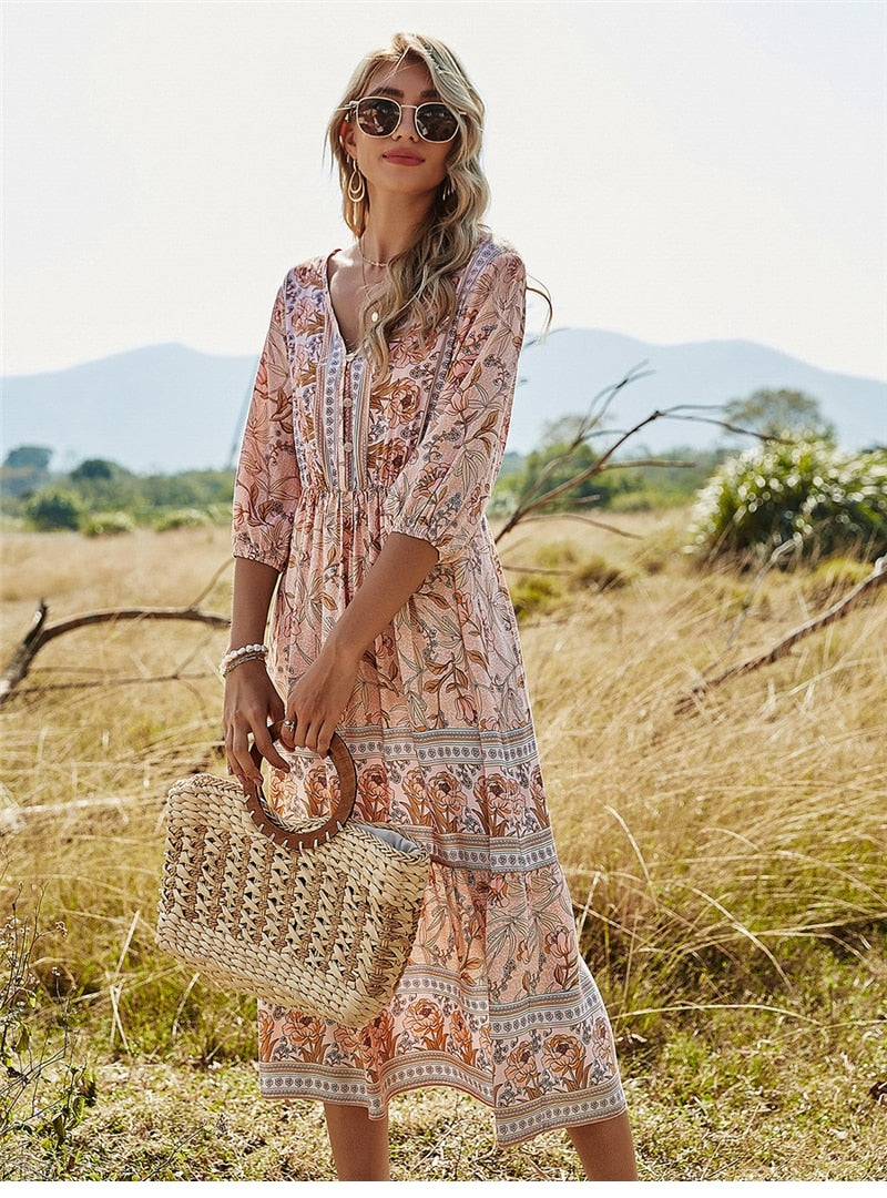 VELANORA | Bonnie - Bohemian Summer Dress: Explore the Beauty of Boho-Chic