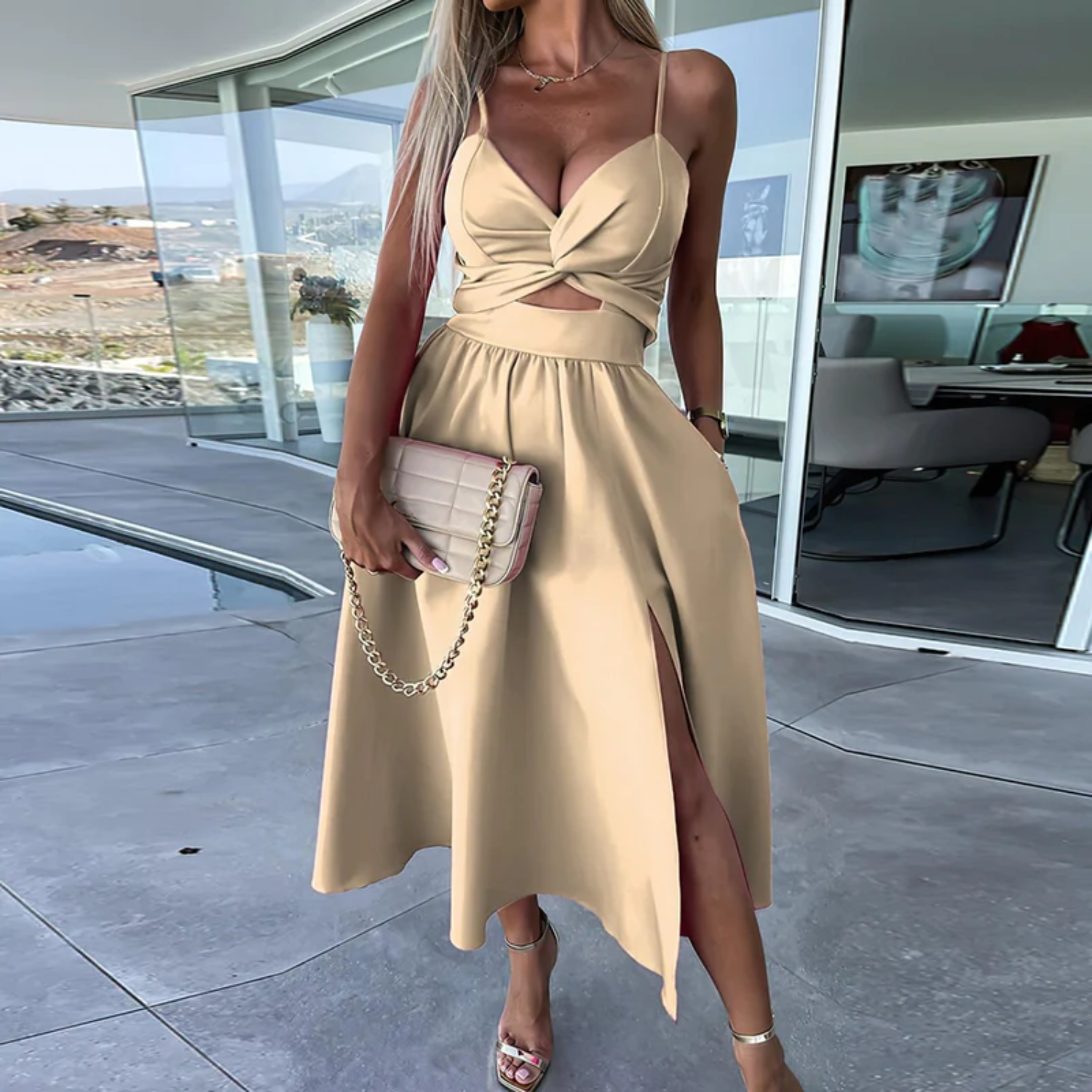 Breathtaking Midi Dress of Autumn Shine