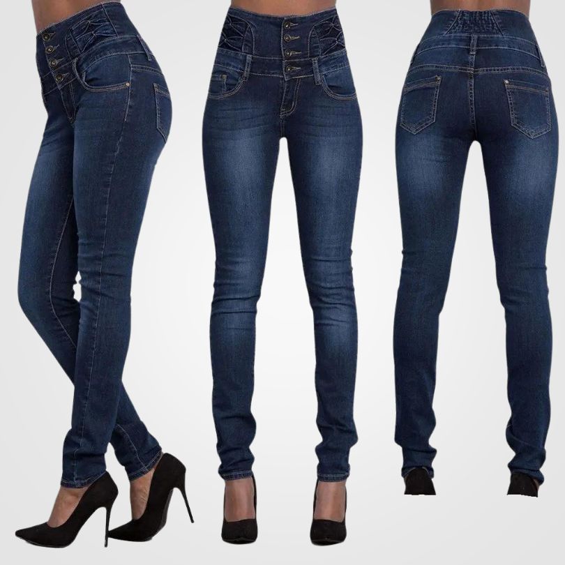 LUNA Jeans Denim a Vita Alta per Donna