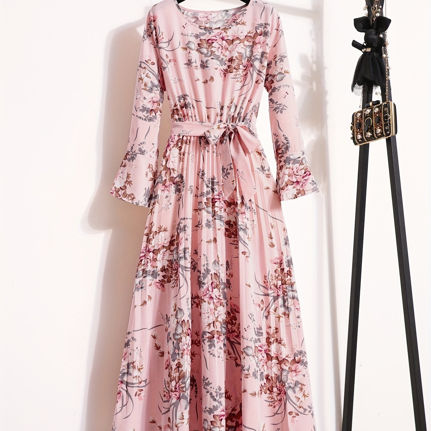 VELANORA - Vestito Plissettato con Stampa a Fiori