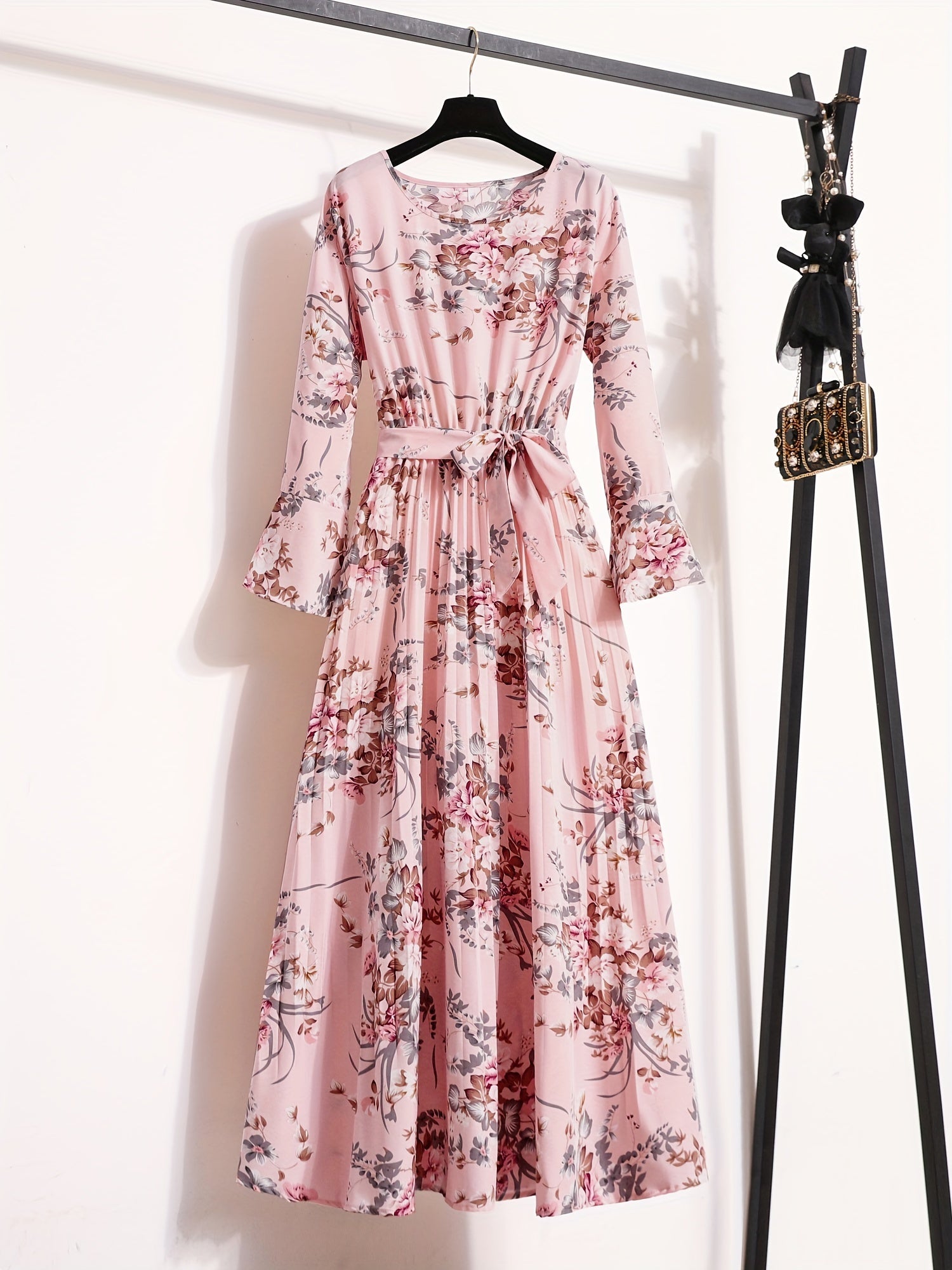 VELANORA - Vestito Plissettato con Stampa a Fiori
