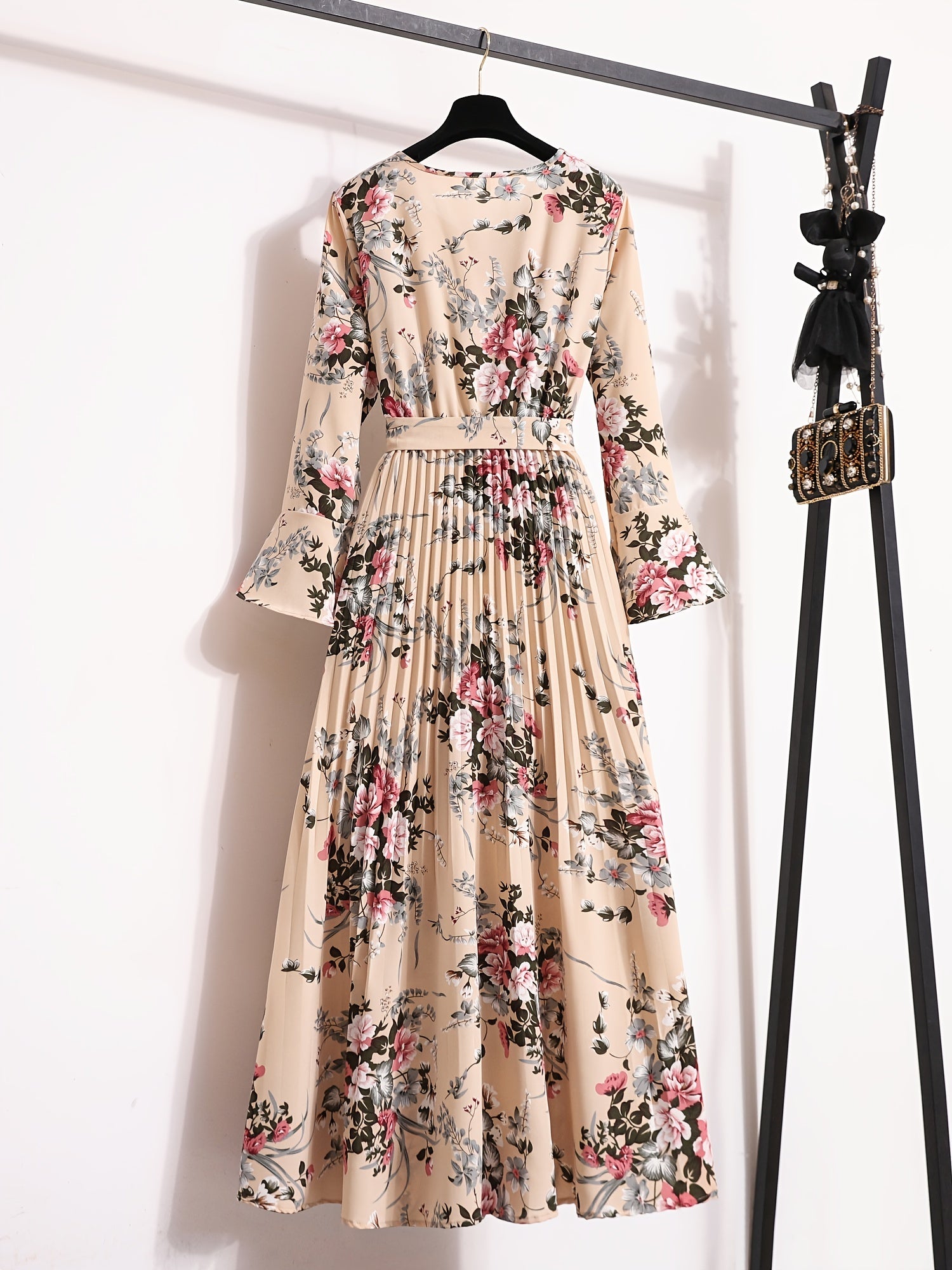 VELANORA - Vestito Plissettato con Stampa a Fiori