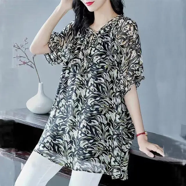 Large Size Chiffon Blouse for Spring and Summer