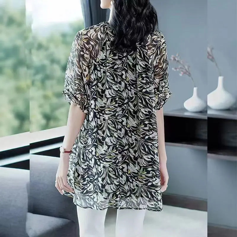 Large Size Chiffon Blouse for Spring and Summer