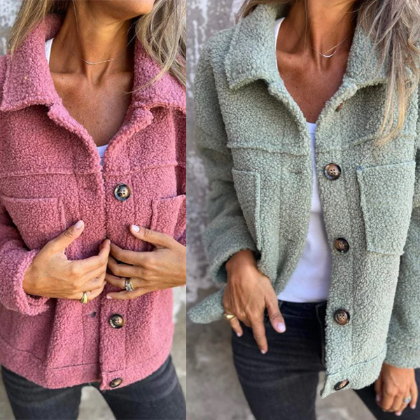 FrostGlow | Short Warm Winter Jacket of Teddy Fabric | Stylish and Comfortable for the Cold Days