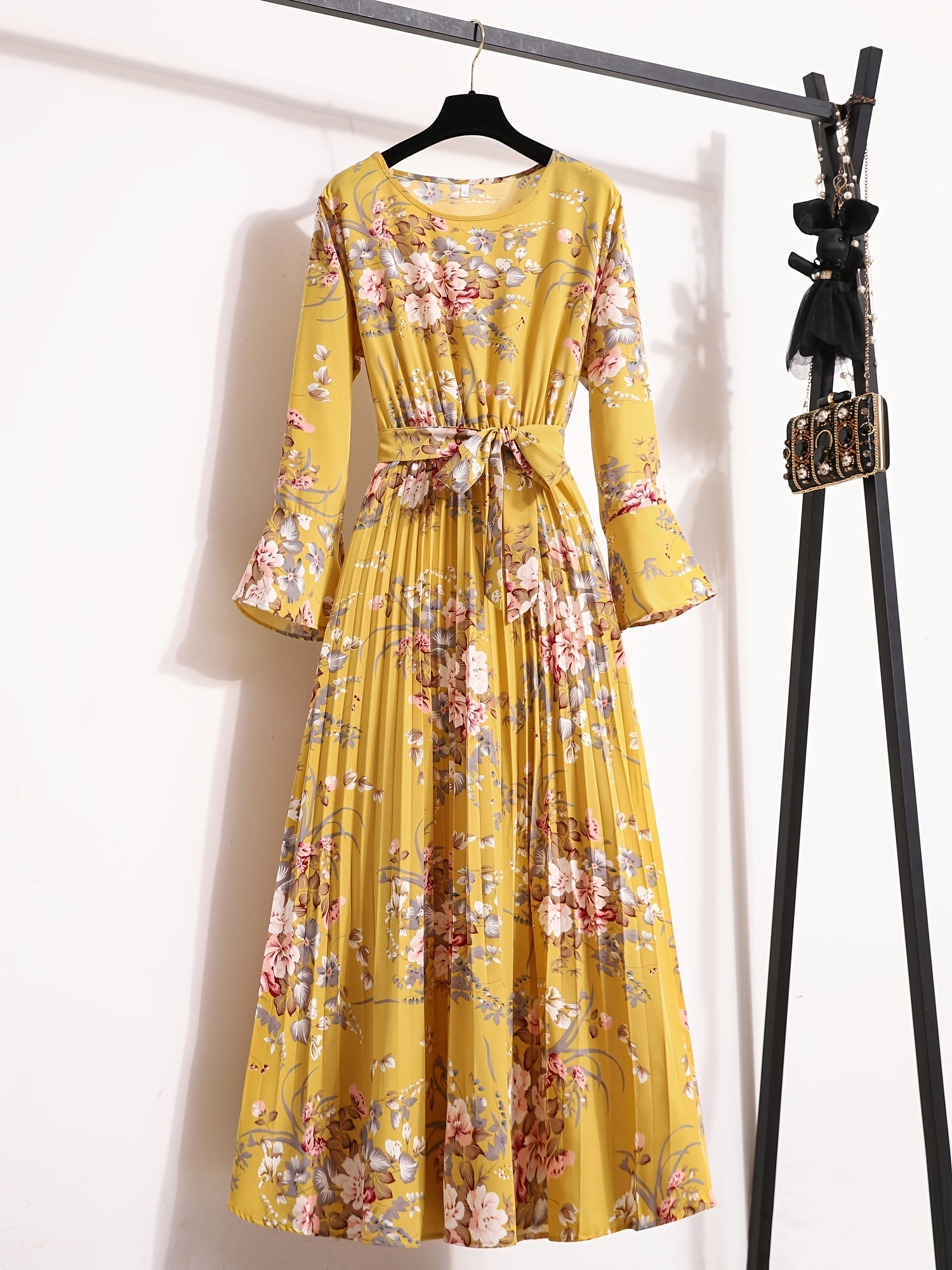 VELANORA - Vestito Plissettato con Stampa a Fiori