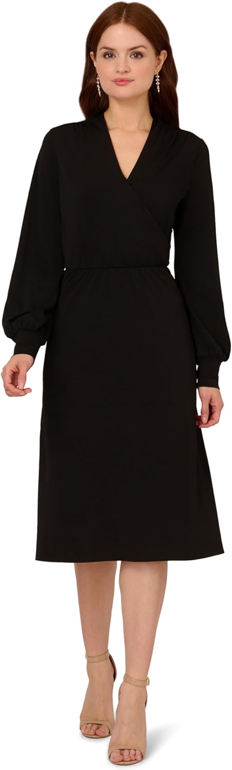 ChicDroom Lange Mouw Wrap Midi Jurk voor Vrouwen