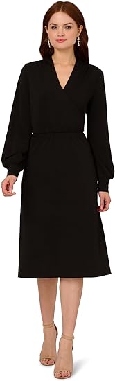 ChicDroom Lange Mouw Wrap Midi Jurk voor Vrouwen