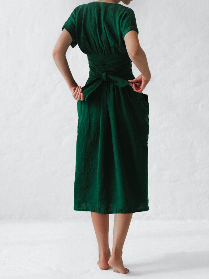 Chic Linen Lace-up Dress