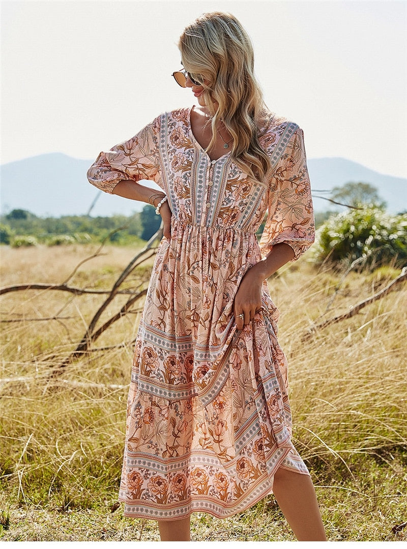 VELANORA | Bonnie - Bohemian Summer Dress: Explore the Beauty of Boho-Chic