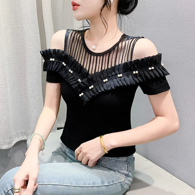 Verleidelijke Zomer Off-Shoulder T-Shirt