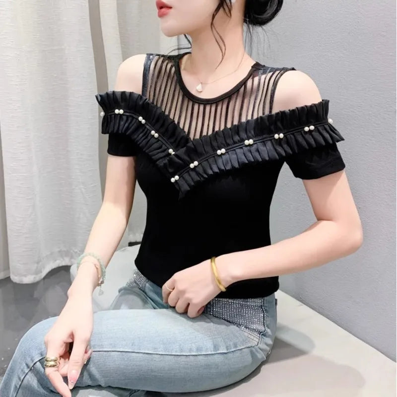 Verleidelijke Zomer Off-Shoulder T-Shirt