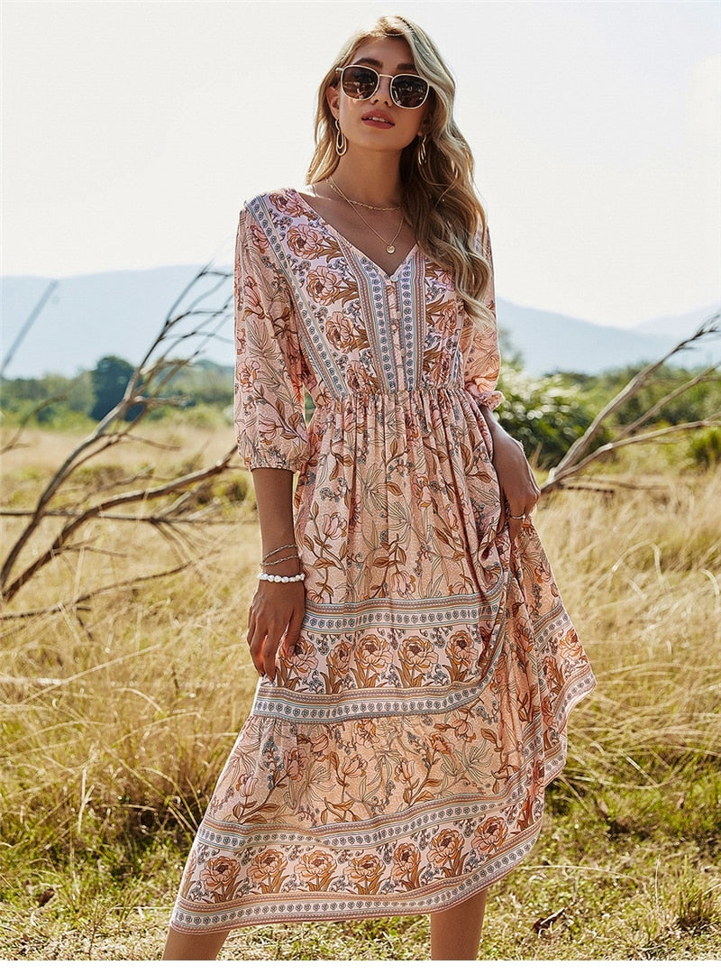 VELANORA | Bonnie - Bohemian Summer Dress: Explore the Beauty of Boho-Chic