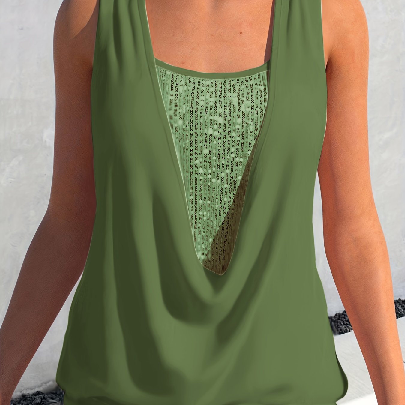 VELANORA- Sequin Decor Tank Top