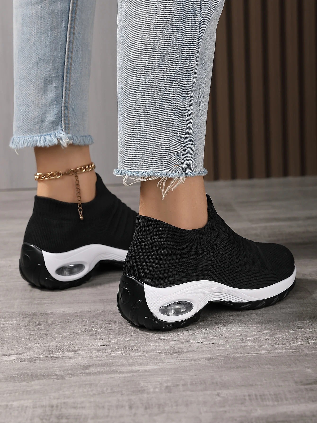 VELANORA Black waterproof soft sole lightweight Women's slip-ons