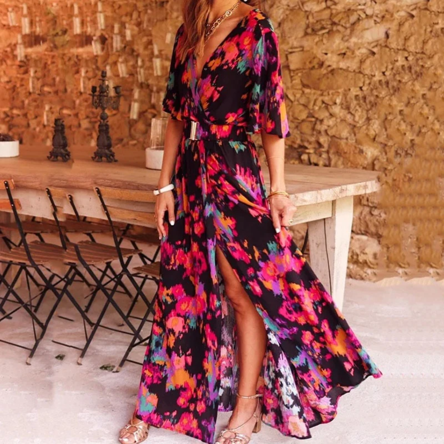 Velanora | Elegante Abito Maxi con Scollo