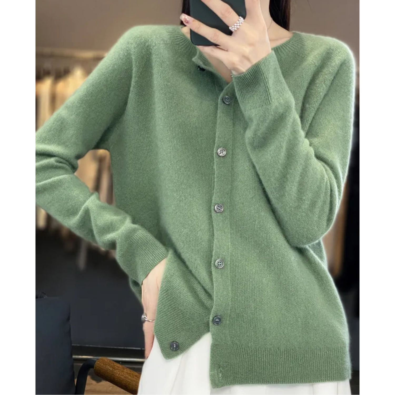 Luxe Merino Wol Dames O-Hals Cardigan van Stijlvolle Comfort