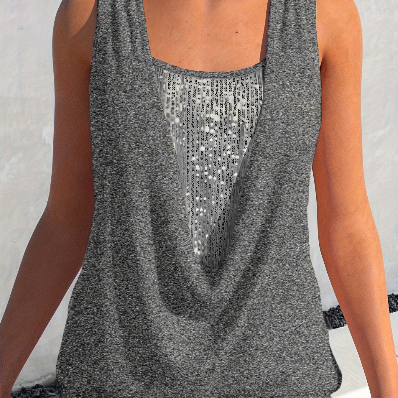 VELANORA- Sequin Decor Tank Top