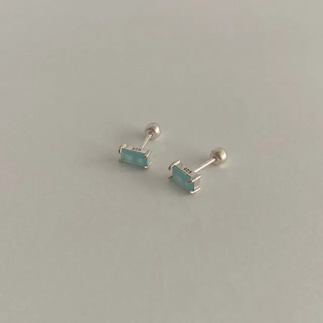Wunderschöne Sterlingsilber Geometrische Quadratische Ohrstecker