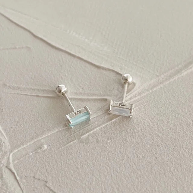 Wunderschöne Sterlingsilber Geometrische Quadratische Ohrstecker