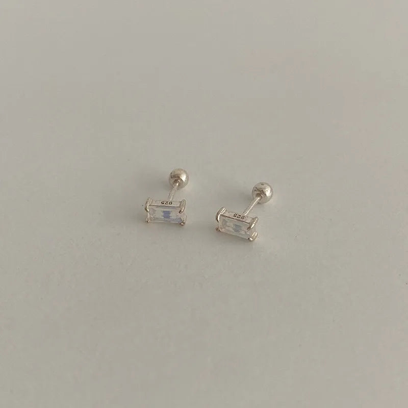 Wunderschöne Sterlingsilber Geometrische Quadratische Ohrstecker