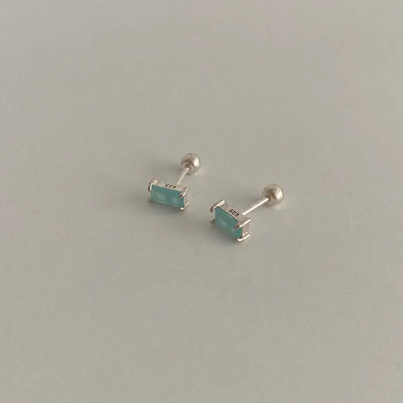 Wunderschöne Sterlingsilber Geometrische Quadratische Ohrstecker