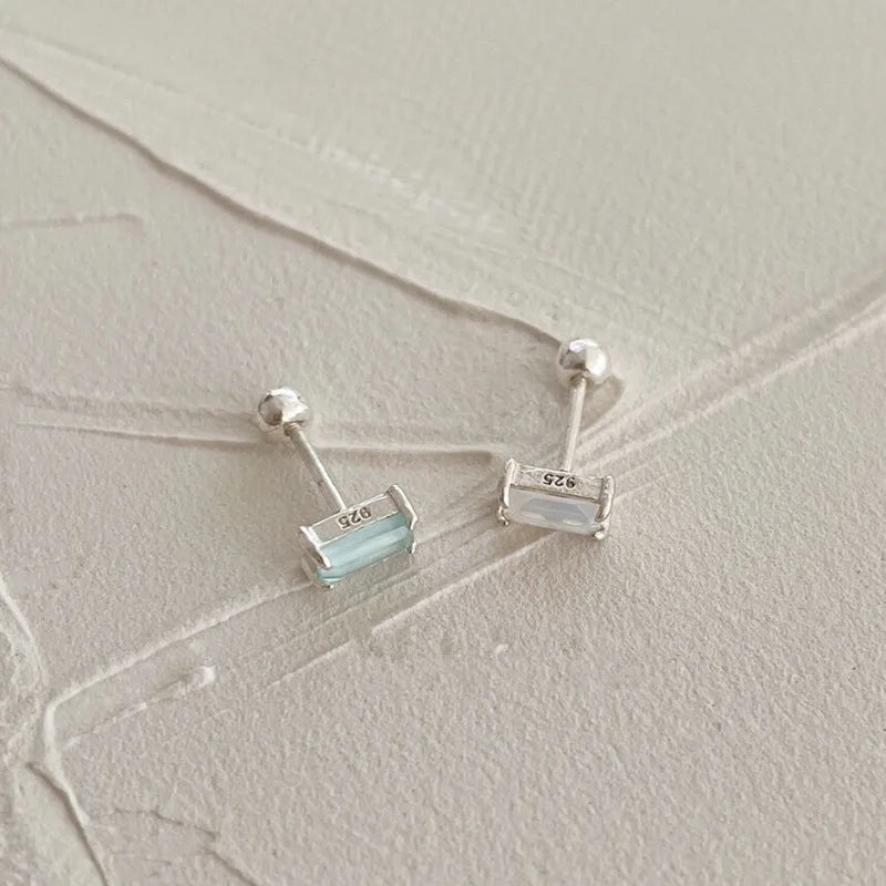 Wunderschöne Sterlingsilber Geometrische Quadratische Ohrstecker