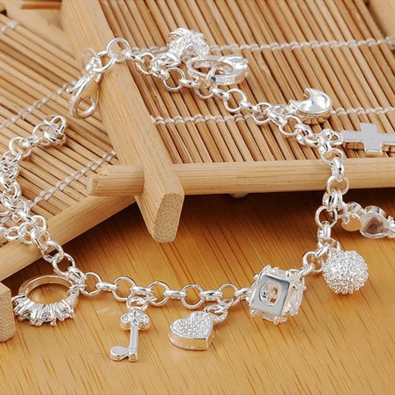 Charmante sterling zilveren fashion ketting en armband set