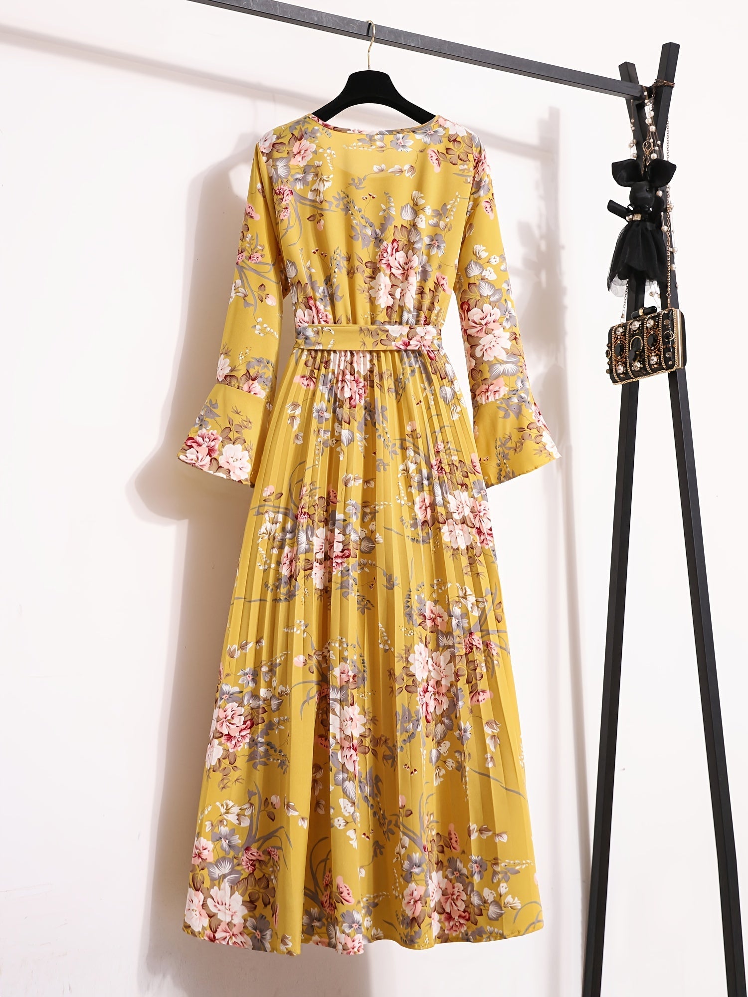 VELANORA - Vestito Plissettato con Stampa a Fiori