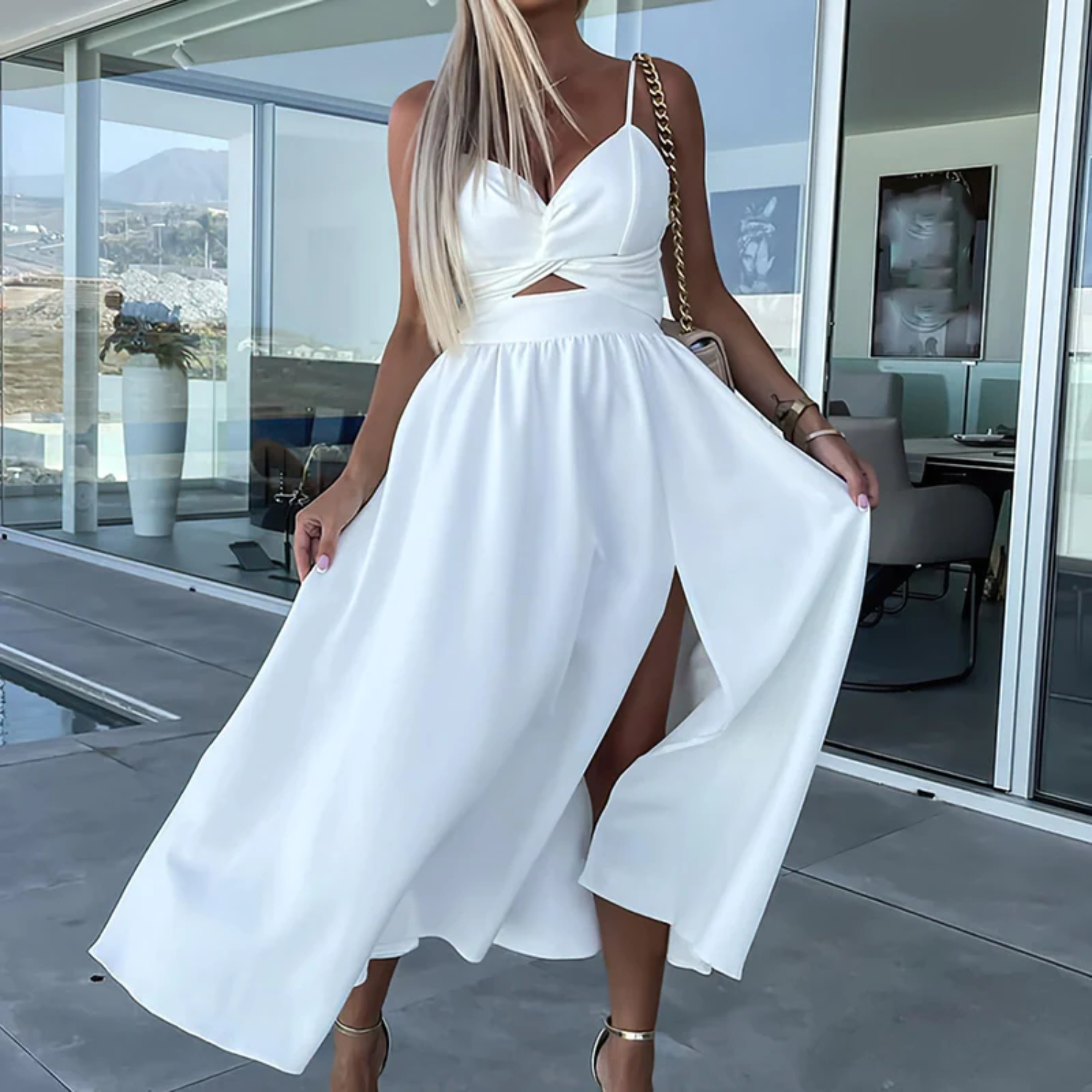 Breathtaking Midi Dress of Autumn Shine