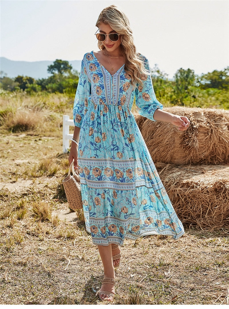 VELANORA | Bonnie - Bohemian Zomerjurk: Verken de Schoonheid van Boho-Chic
